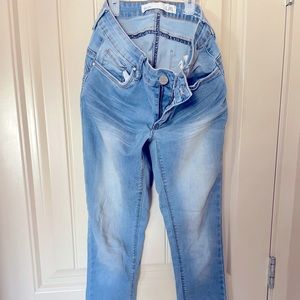 Baby blue high-rise skinny jeans (size 0)